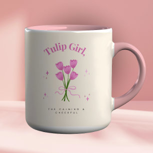 Caneca Ilustração da Flor de Tulipas Rosa-d-Água