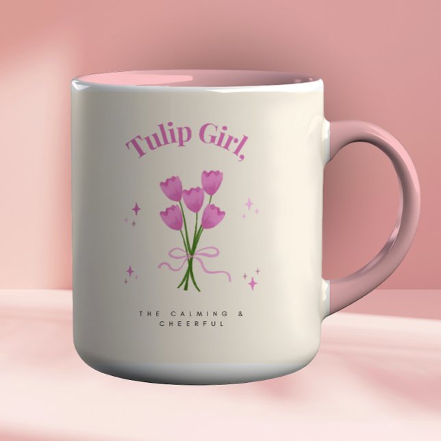 Caneca Ilustração da Flor de Tulipas Rosa-d-Água (Criador carregado)