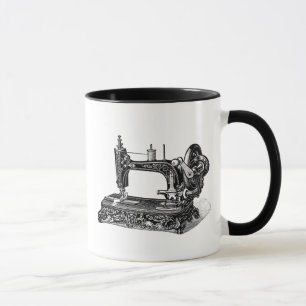 Caneca Ilustração da máquina de costura dos 1800s do