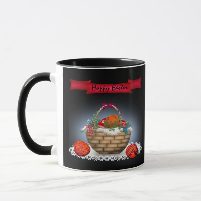 Caneca Ilustração da Páscoa, ovos da Páscoa, feriado da P (Esquerda)