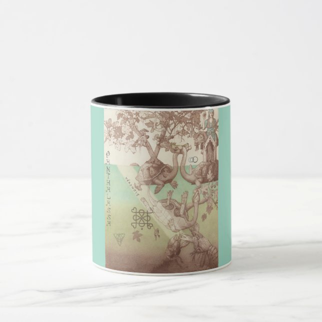 Caneca Ilustração das Árvores das Ilhas Turtle (Centro)