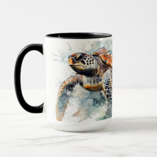 Caneca Ilustração de Abertura de Cores de Água da Tartaru