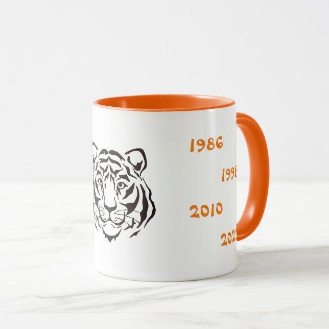 Caneca Ilustração de anos chineses Tigre preto branco (Frente Esquerda)