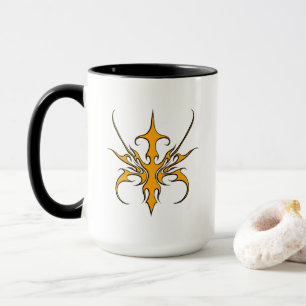 Caneca Ilustração de Arte Linear Tribal Laranja Feroz