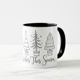 Caneca Ilustração de Árvores de Natal em Linha Aconchegan