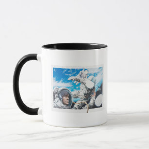Caneca Ilustração de astronautas americanos no espaço
