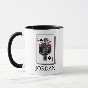 Caneca Ilustração de Carta de Baralho do Coringa e Batman