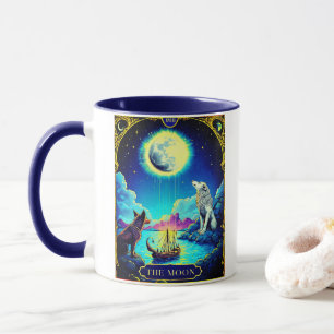 Caneca Ilustração de Carta de Tarot, A Lua