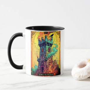 Caneca Ilustração de Carta de Tarot, A Torre