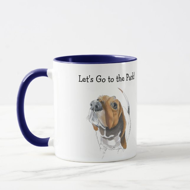 Caneca Ilustração de Cor Original do Hound Basset de Cute (Esquerda)