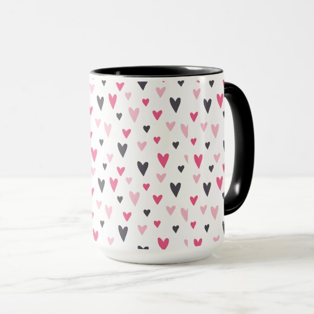 Caneca Ilustração de Corações Arte (Frente Esquerda)