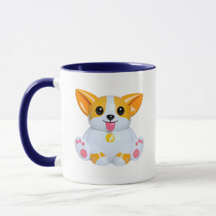 Caneca Ilustração de Corgi Fofa Laranja Brilhante