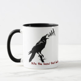 Caneca Ilustração de Corvo Preto - Estilo de Arte Gótico