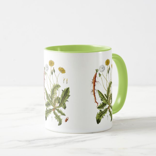 Caneca Ilustração de Dente-de-Leão Vintage (Frente Esquerda)