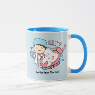 Caneca Ilustração de dentista e dente