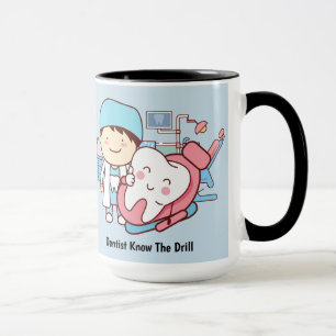 Caneca Ilustração de dentista e dente
