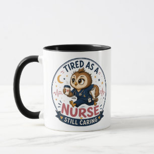 Caneca Ilustração de desenho animado de coruja enfermeira