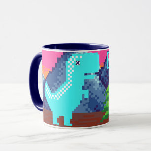 Caneca Ilustração de Dinossauro Pixelada - Gamer Pixel En