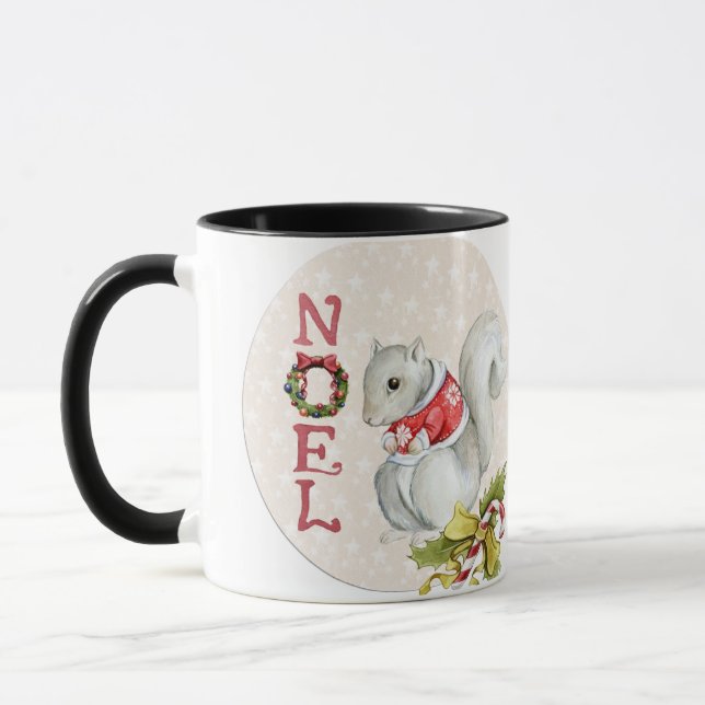 Caneca Ilustração de Esquilo de Natal (Esquerda)