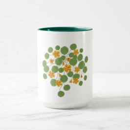 Caneca Ilustração de Flor de Nastúrcio Vintage Natureza