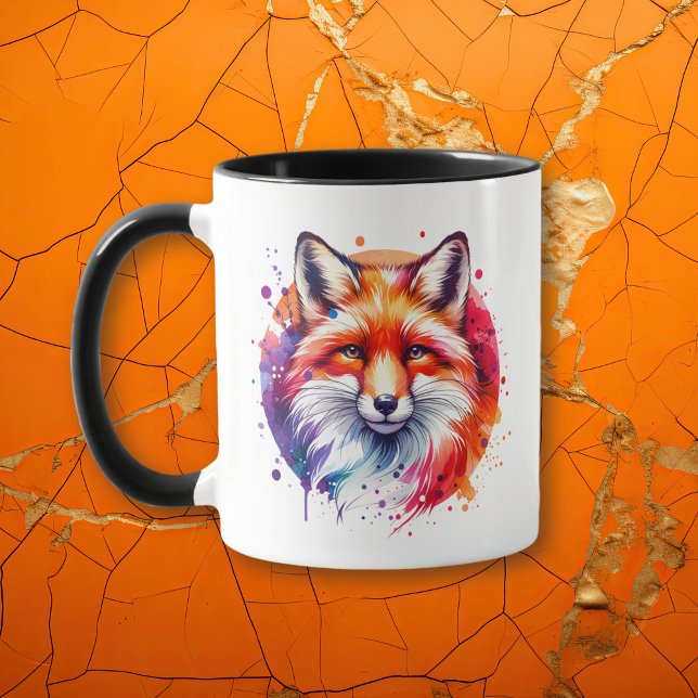 Caneca Ilustração de Fox de Aquarela Personalizada (Criador carregado)