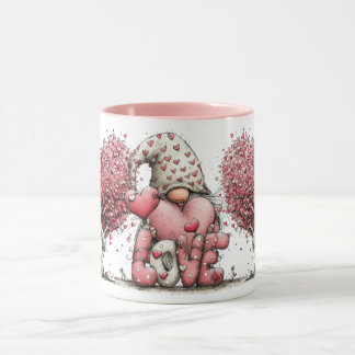 Caneca Ilustração de Gnomo com Tinta de Aquarela Rosa Cap