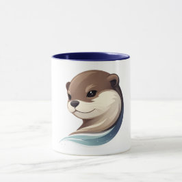 Caneca Ilustração de Lontra Divertida