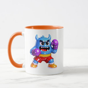 Caneca Ilustração de Monstro de Boxe Azul