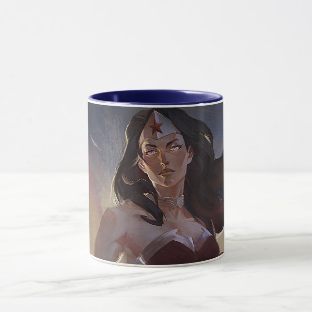 Caneca Ilustração de Mulher Maravilha de Crise Infinita (Centro)
