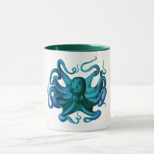 Caneca Ilustração de Octopus de Aquarela