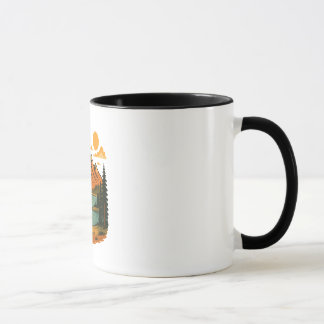 Caneca Ilustração de Paisagem Montanhosa Vintage