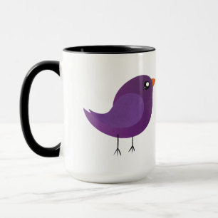 Caneca Ilustração de Passarinho Roxo Fofo
