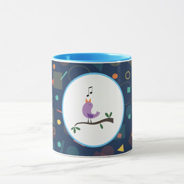 Caneca Ilustração de Pássaro Cantando Fofo para Crianças (Centro)
