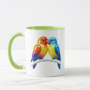 Caneca Ilustração de Pássaros do Amor