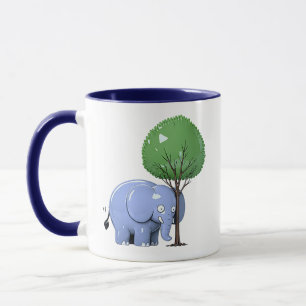 Caneca Ilustração de Personagem de Árvore de Elefante Div