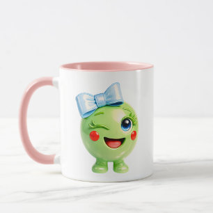 Caneca Ilustração de Personagem Verde Fofo
