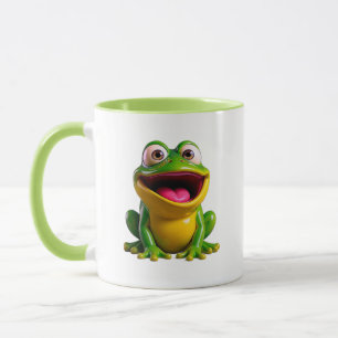 Caneca Ilustração de Rã Fofo Sorriso Verde