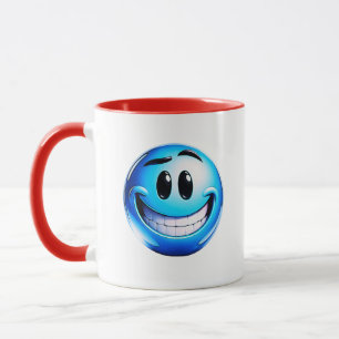 Caneca Ilustração de Rosto de Emoji Sorridente