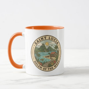 Caneca Ilustração de Santa Lúcia Crachá de Arte de Viagem