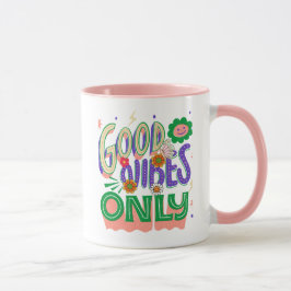 Caneca Ilustração de Tipografia de Boas Vibrações