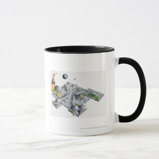 Caneca Ilustração de uma base futurista na lua (Direita)