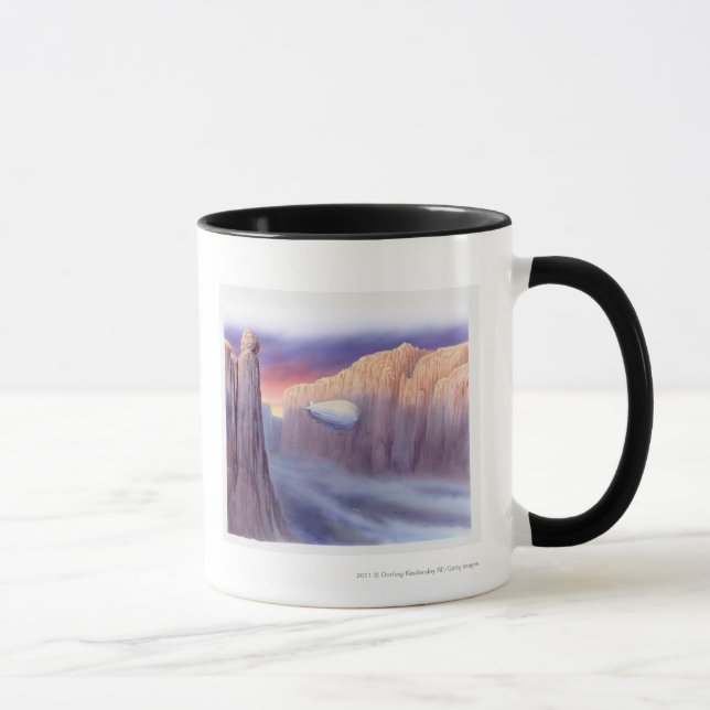 Caneca Ilustração de uma viagem do dirigível (Direita)