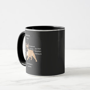 Caneca Ilustração Divertida da Anatomia do Bulldog Francê
