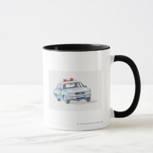 Caneca Ilustração do carro de polícia com dois polícias