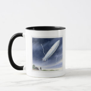 Caneca Ilustração do dirigível que está sendo golpead