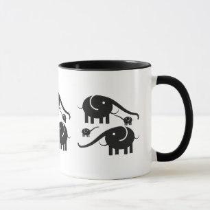 Caneca Ilustração do Elefante de Olhar de Couro Negro