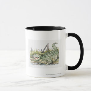 Caneca Ilustração do jacaré na costa