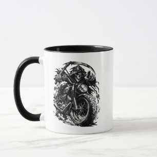 Caneca Ilustração do motociclista Ceifador
