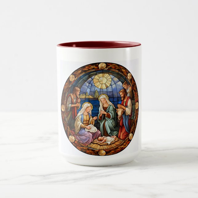 Caneca Ilustração do Nascimento de Natal, (Centro)