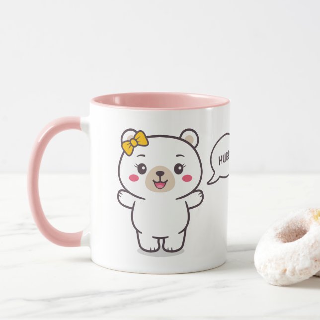 Caneca Ilustração do Urso de Teddy (Com Donut)